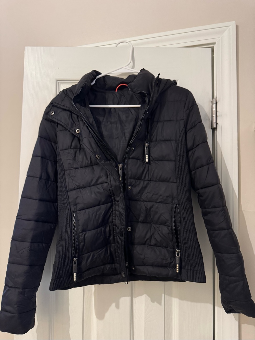 Superdry Black Quilted Hooded Puffer Jacket